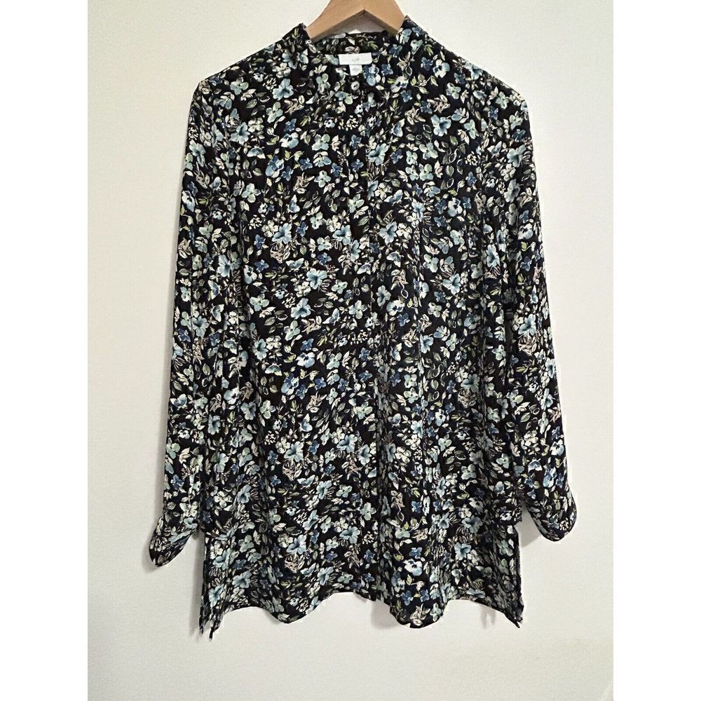 J. Jill Women's Blouse S Floral Long Sleeve Collared Colorful Button Up
